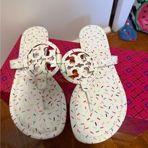 NEW Tory Burch Sprinkle Miller Sandals in White size 7.5